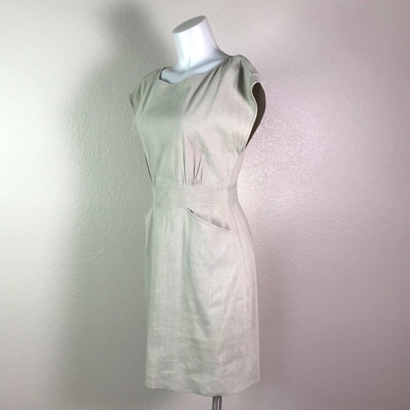 THEORY TAN LINEN DRESS WITH POCKETS - Picture 6 of 8